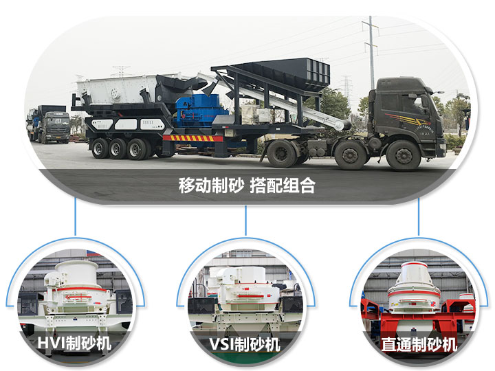 移動(dòng)破碎站可搭配的制砂機(jī)，HVI制砂機(jī)，VSI制砂機(jī)，直通沖擊式制砂機(jī)