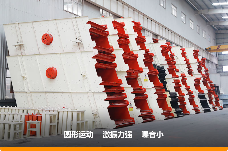圓振動(dòng)篩，篩孔尺寸為5-80mm，處理能力32-276t/h